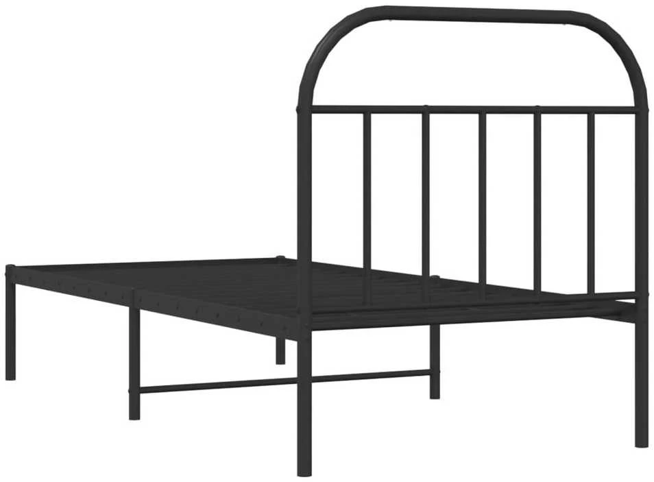 Metalinis lovos rėmas su galvūgaliu, juodos spalvos, 90x190cm