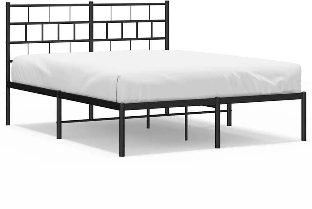 Lova Metalinis lovos rėmas su galvūgaliu, juodos spalvos, 135x190cm
