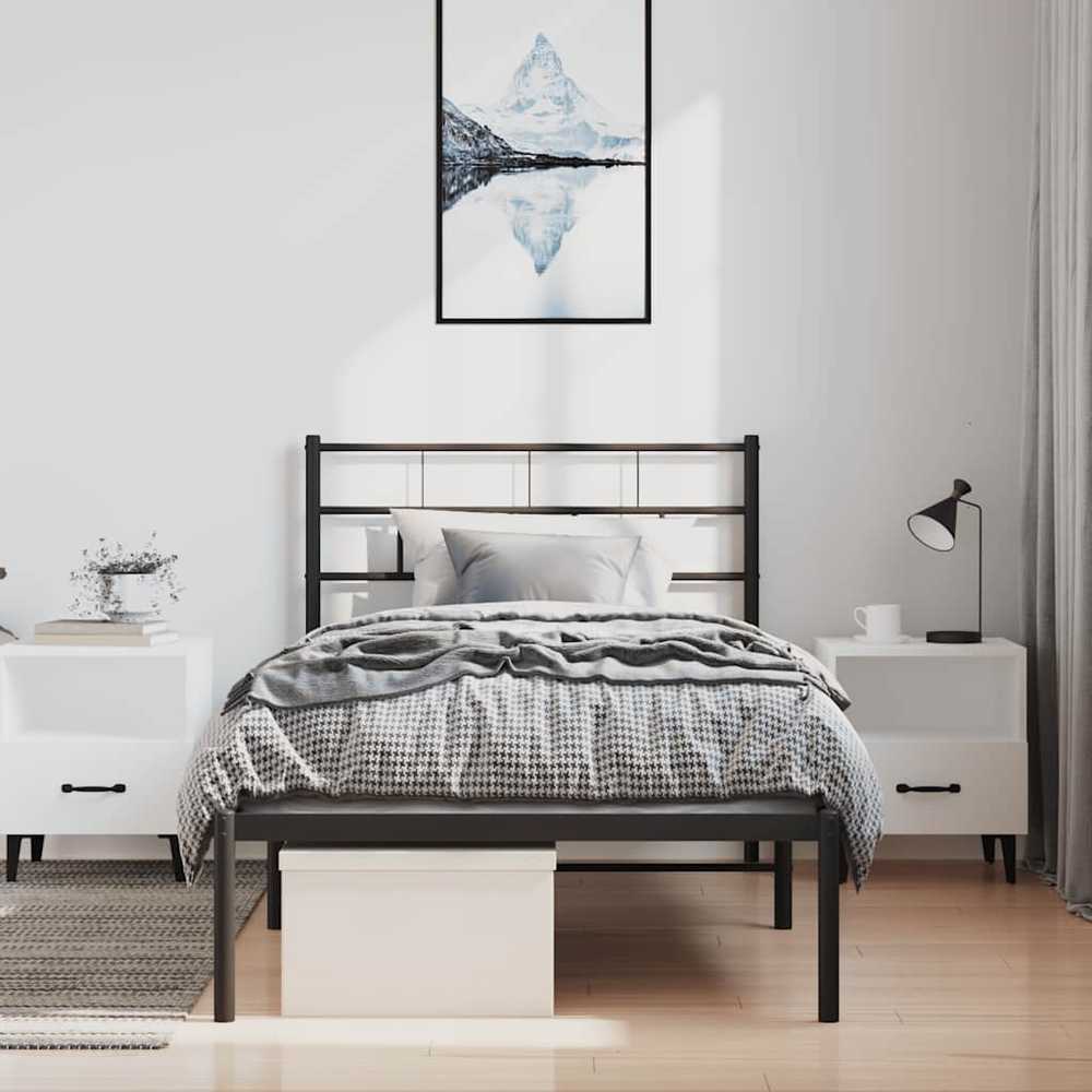 Lova Metalinis lovos rėmas su galvūgaliu, juodos spalvos, 100x190cm