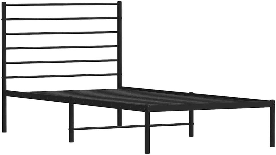 Metalinis lovos rėmas su galvūgaliu, juodos spalvos, 75x190cm