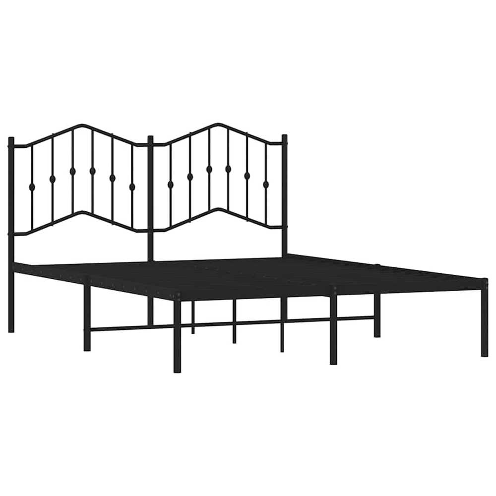 Lova Metalinis lovos rėmas su galvūgaliu, juodos spalvos, 135x190cm