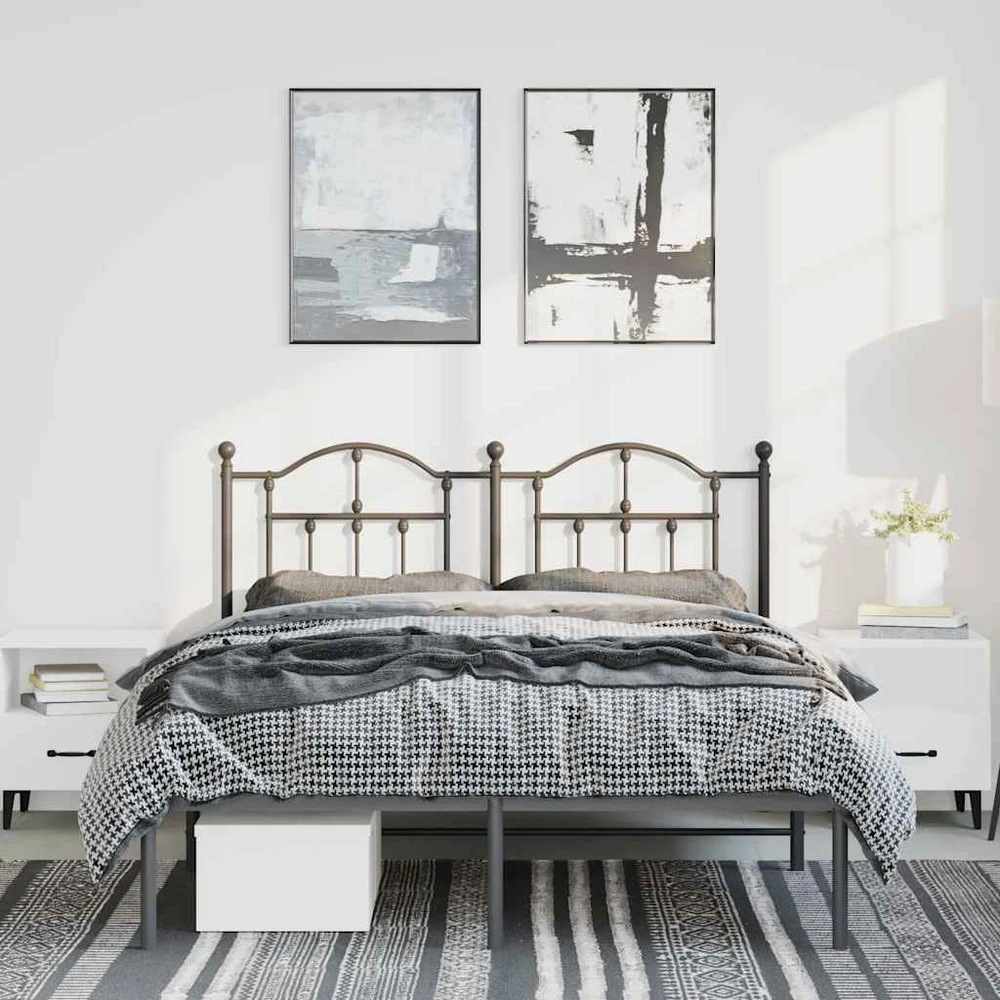 Lova Metalinis lovos rėmas su galvūgaliu, juodos spalvos, 135x190cm