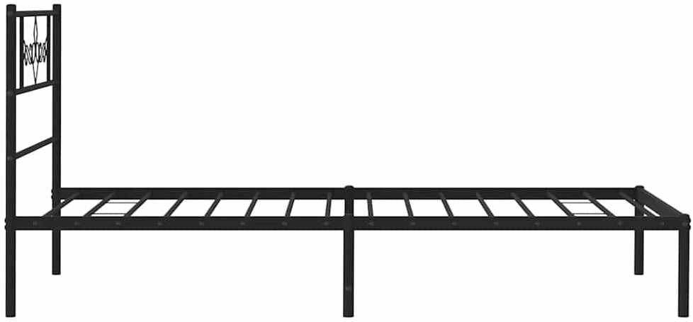 Metalinis lovos rėmas su galvūgaliu, juodos spalvos, 100x200cm
