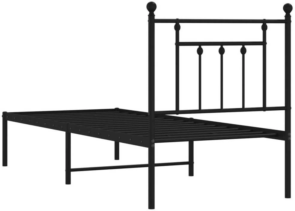 Metalinis lovos rėmas su galvūgaliu, juodos spalvos, 75x190cm