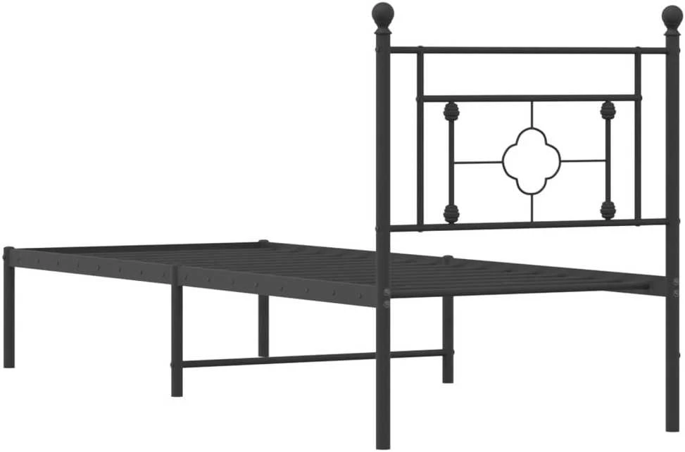 Metalinis lovos rėmas su galvūgaliu, juodos spalvos, 75x190cm
