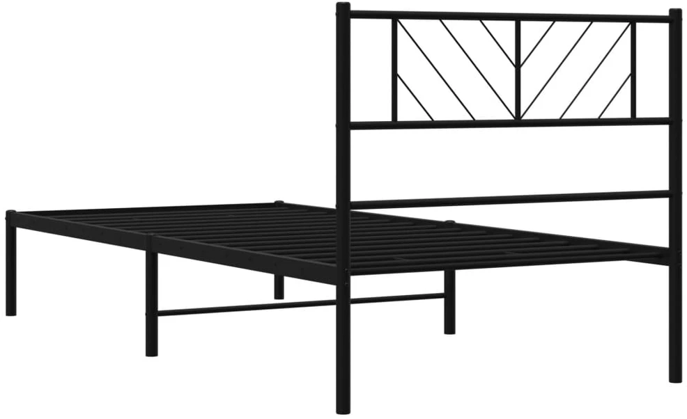 Metalinis lovos rėmas su galvūgaliu, juodos spalvos, 75x190cm