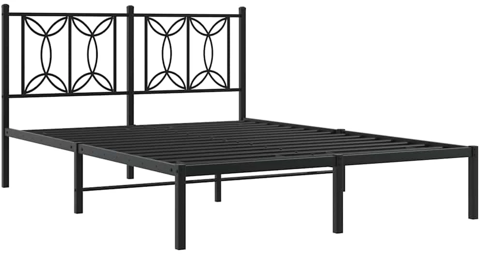 Lova Metalinis lovos rėmas su galvūgaliu, juodos spalvos, 135x190cm