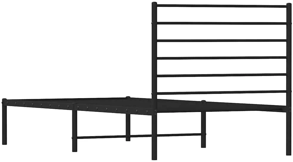 Metalinis lovos rėmas su galvūgaliu, juodos spalvos, 75x190cm