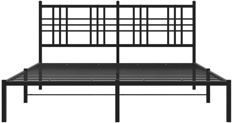 Metalinis lovos rėmas su galvūgaliu, juodos spalvos, 150x200cm