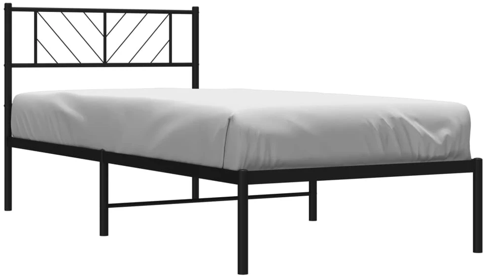 Metalinis lovos rėmas su galvūgaliu, juodos spalvos, 75x190cm