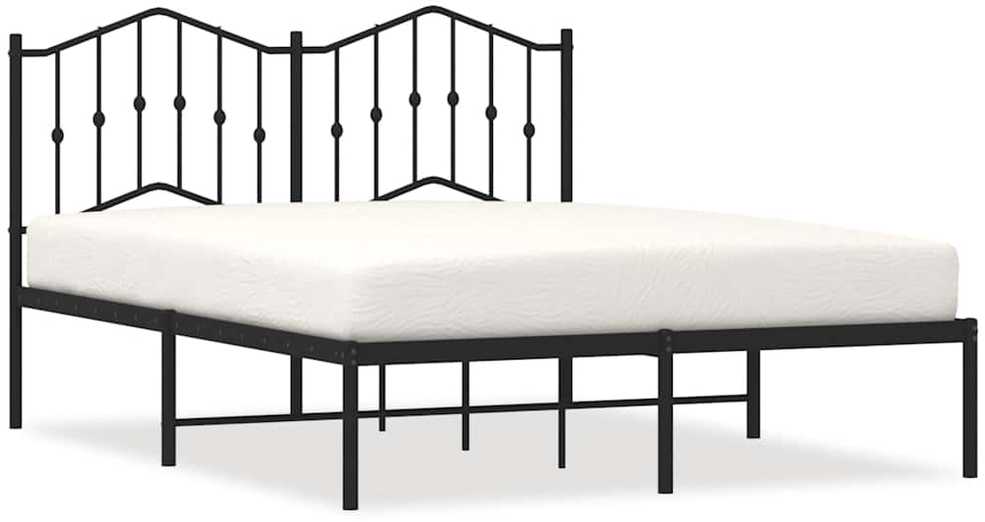 Lova Metalinis lovos rėmas su galvūgaliu, juodos spalvos, 135x190cm