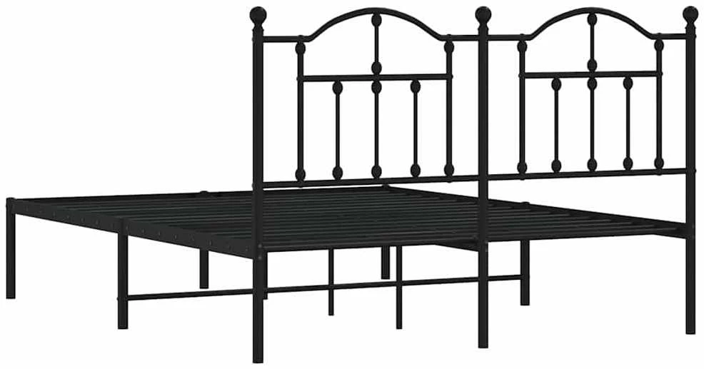 Lova Metalinis lovos rėmas su galvūgaliu, juodos spalvos, 135x190cm