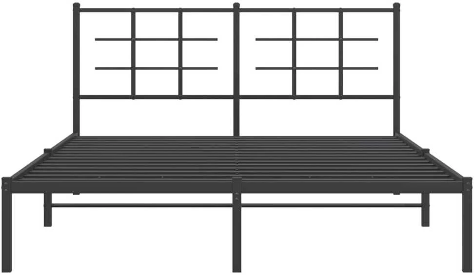 Metalinis lovos rėmas su galvūgaliu, juodos spalvos, 150x200cm