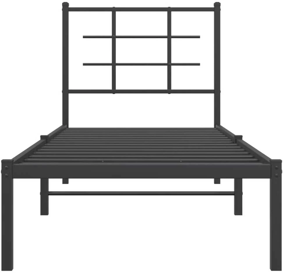 Metalinis lovos rėmas su galvūgaliu, juodos spalvos, 75x190cm