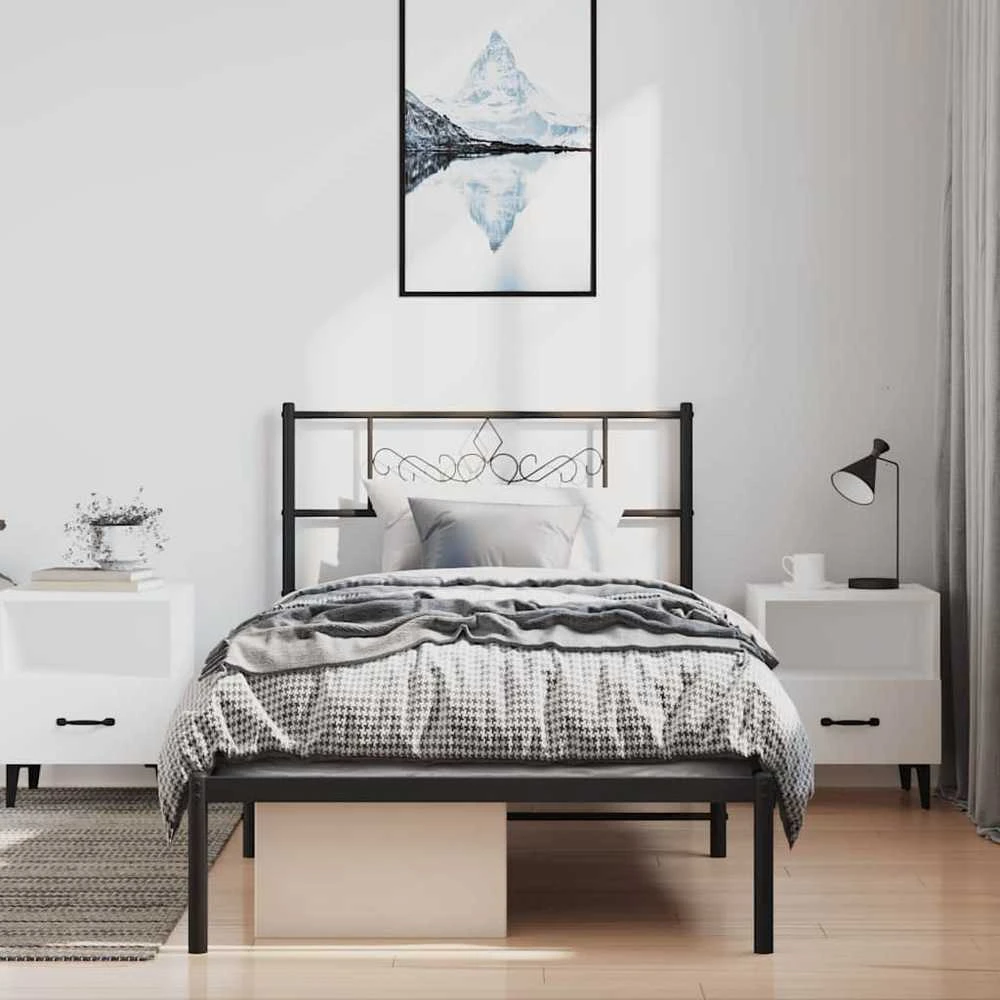 Lova Metalinis lovos rėmas su galvūgaliu, juodos spalvos, 100x190cm