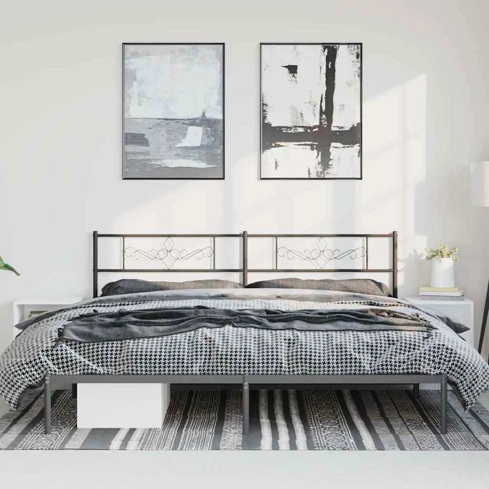 Lova Metalinis lovos rėmas su galvūgaliu, juodos spalvos, 183x213cm