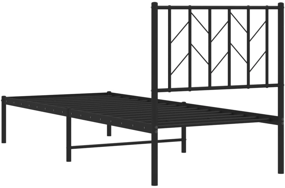 Metalinis lovos rėmas su galvūgaliu, juodos spalvos, 75x190cm