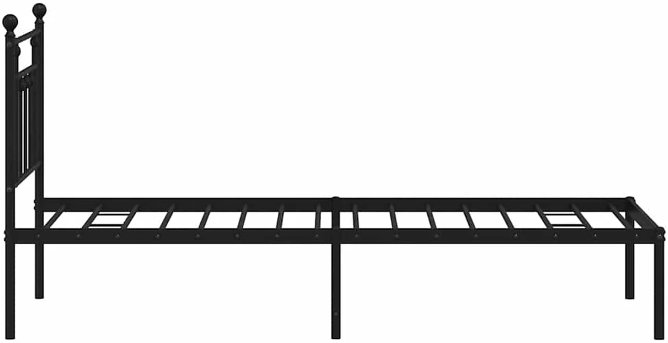 Metalinis lovos rėmas su galvūgaliu, juodos spalvos, 75x190cm