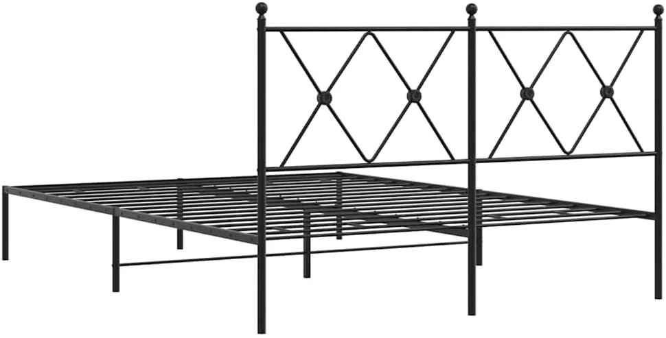 Metalinis lovos rėmas su galvūgaliu, juodos spalvos, 140x190cm