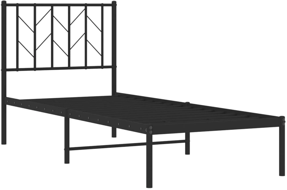 Metalinis lovos rėmas su galvūgaliu, juodos spalvos, 75x190cm