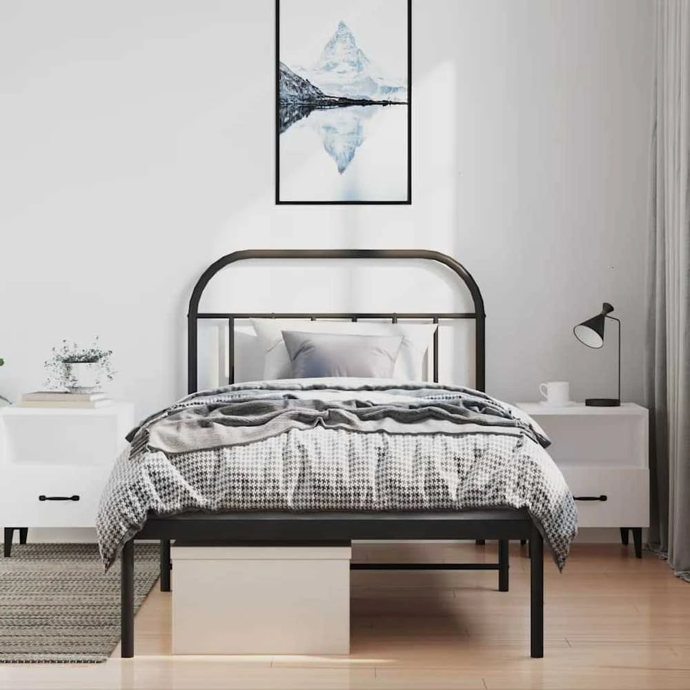 Lova Metalinis lovos rėmas su galvūgaliu, juodos spalvos, 100x190cm