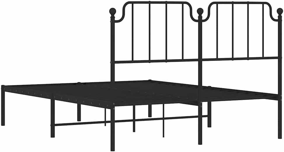 Lova Metalinis lovos rėmas su galvūgaliu, juodos spalvos, 135x190cm