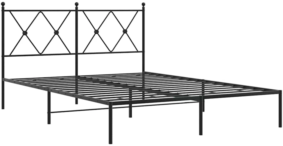 Metalinis lovos rėmas su galvūgaliu, juodos spalvos, 140x190cm