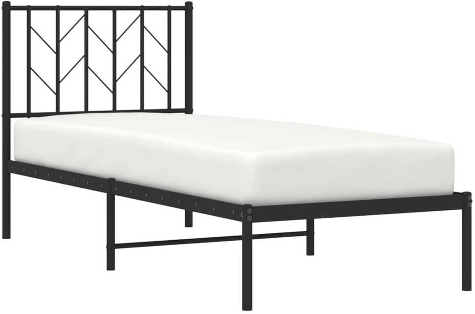 Metalinis lovos rėmas su galvūgaliu, juodos spalvos, 75x190cm