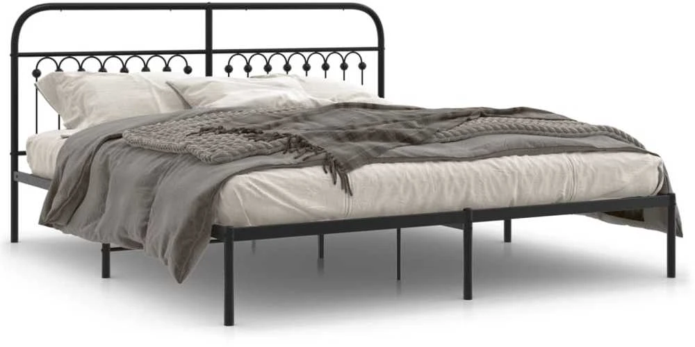 Lova Metalinis lovos rėmas su galvūgaliu, juodos spalvos, 183x213cm