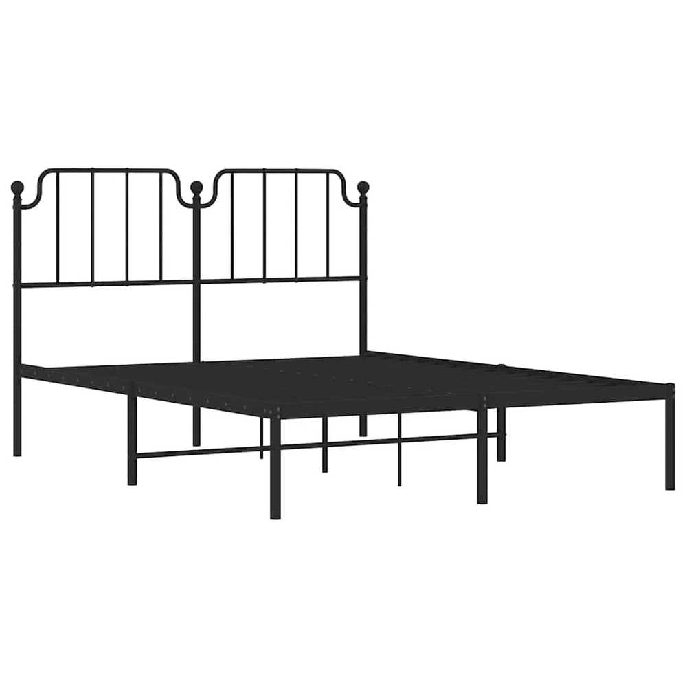 Lova Metalinis lovos rėmas su galvūgaliu, juodos spalvos, 135x190cm