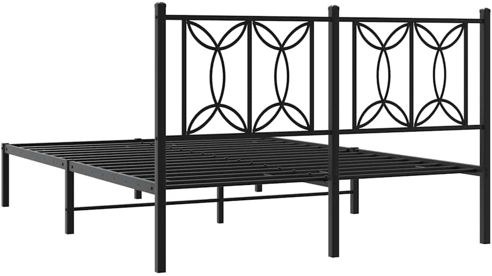 Lova Metalinis lovos rėmas su galvūgaliu, juodos spalvos, 135x190cm