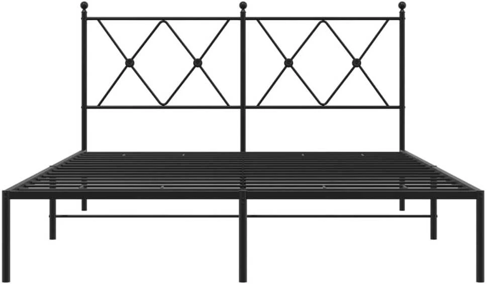 Metalinis lovos rėmas su galvūgaliu, juodos spalvos, 140x190cm