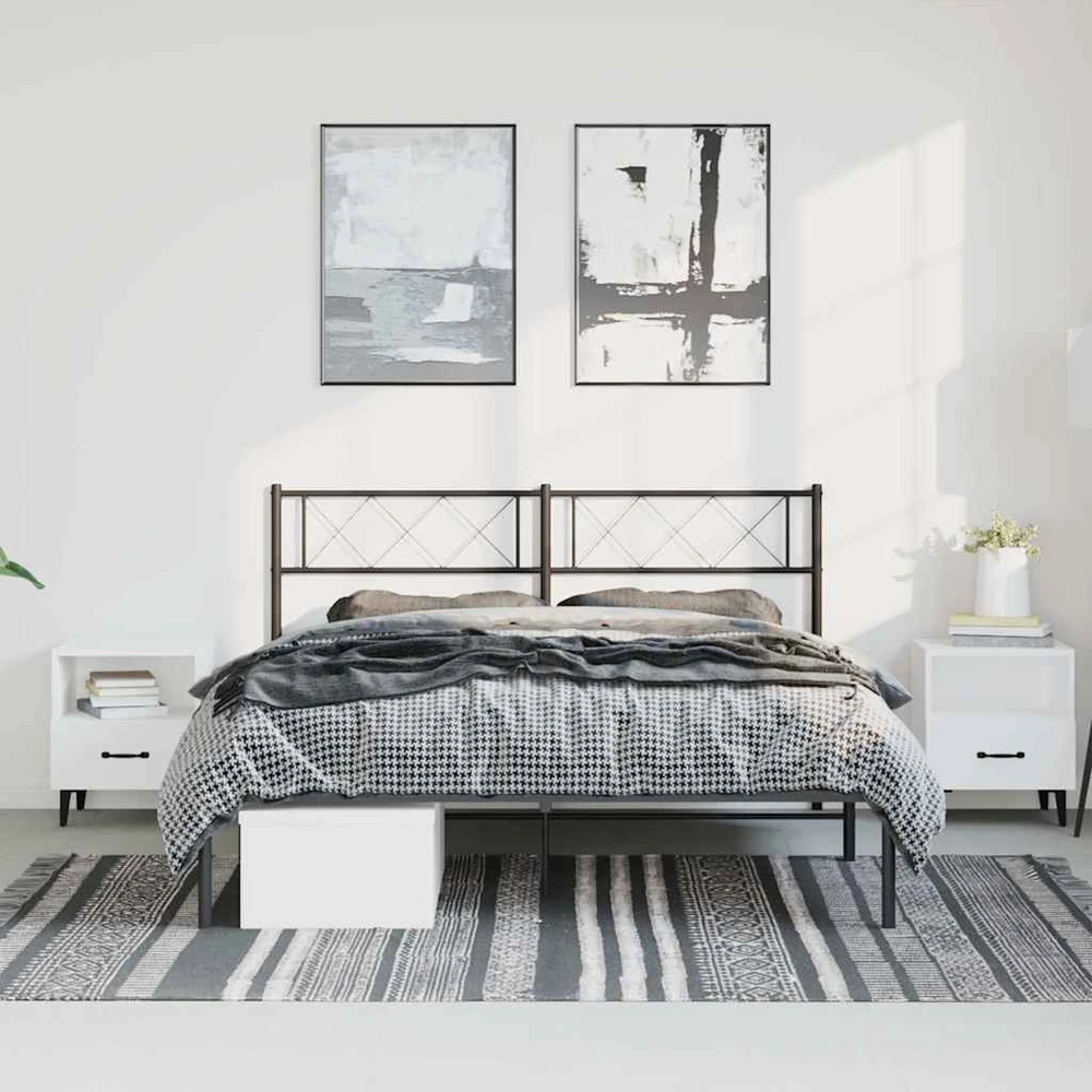 Lova Metalinis lovos rėmas su galvūgaliu, juodos spalvos, 135x190cm