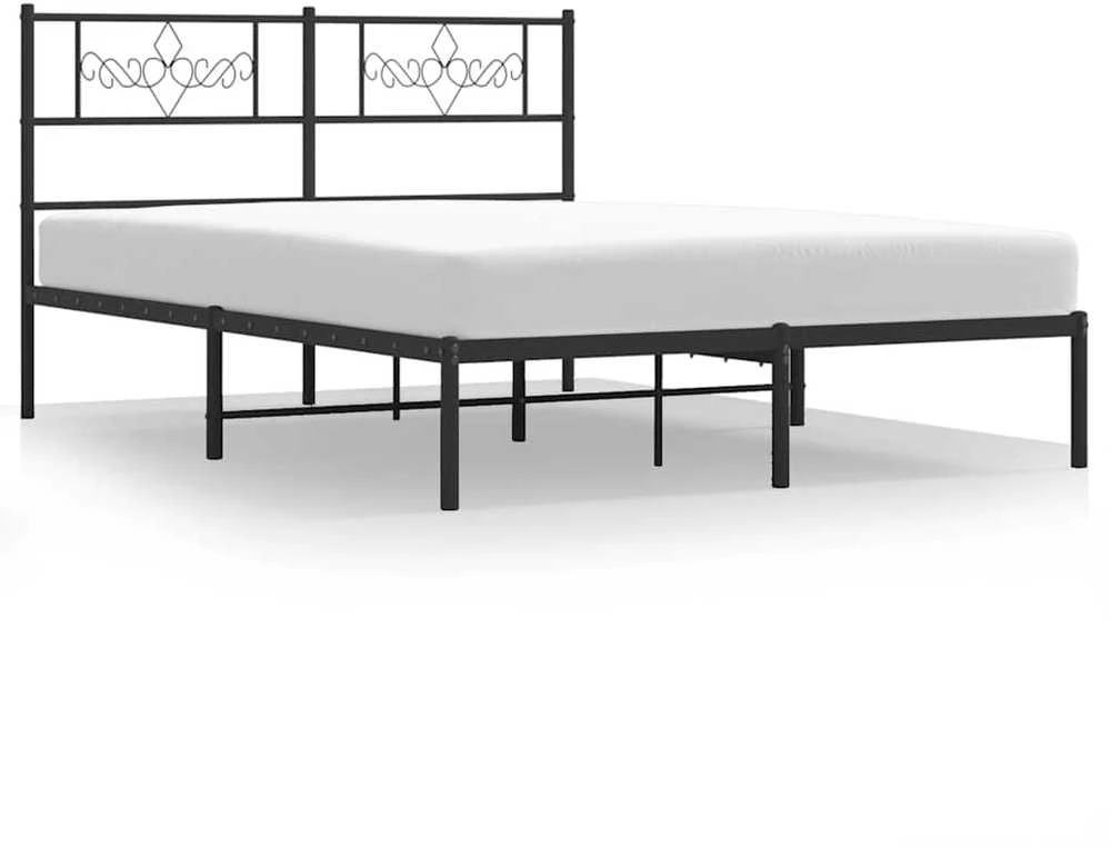 Lova Metalinis lovos rėmas su galvūgaliu, juodos spalvos, 135x190cm