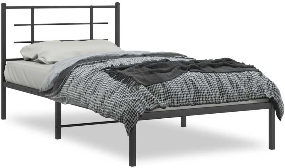 Lova Metalinis lovos rėmas su galvūgaliu, juodos spalvos, 107x203cm