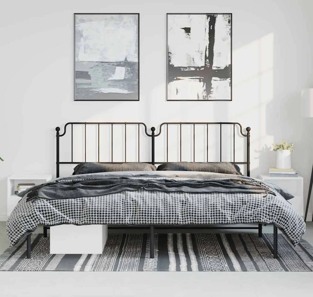 Lova Metalinis lovos rėmas su galvūgaliu, juodos spalvos, 183x213cm