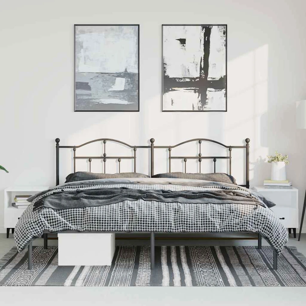 Lova Metalinis lovos rėmas su galvūgaliu, juodos spalvos, 183x213cm