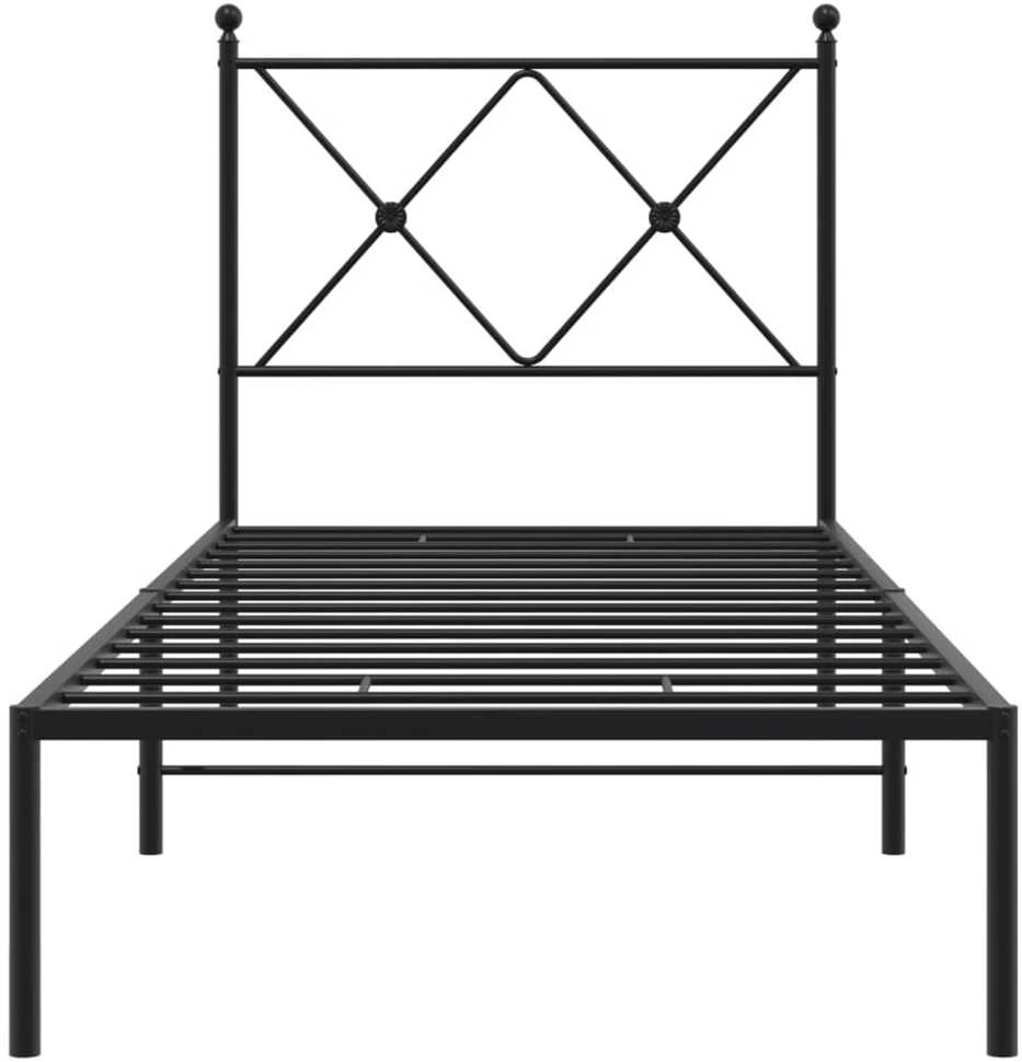 Metalinis lovos rėmas su galvūgaliu, juodos spalvos, 75x190cm