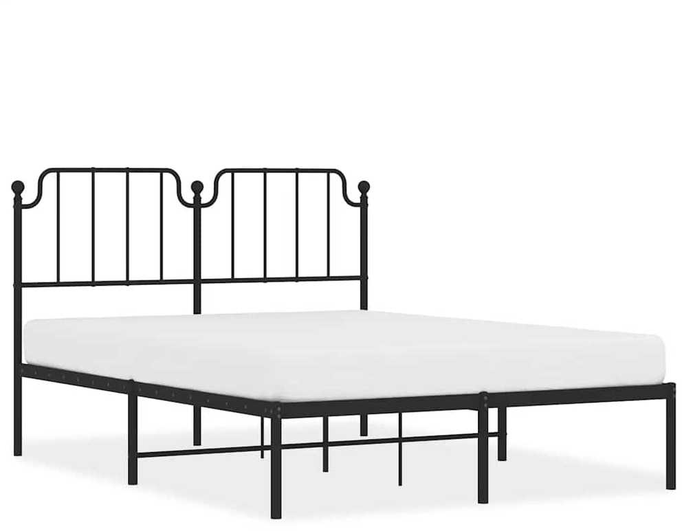 Lova Metalinis lovos rėmas su galvūgaliu, juodos spalvos, 135x190cm