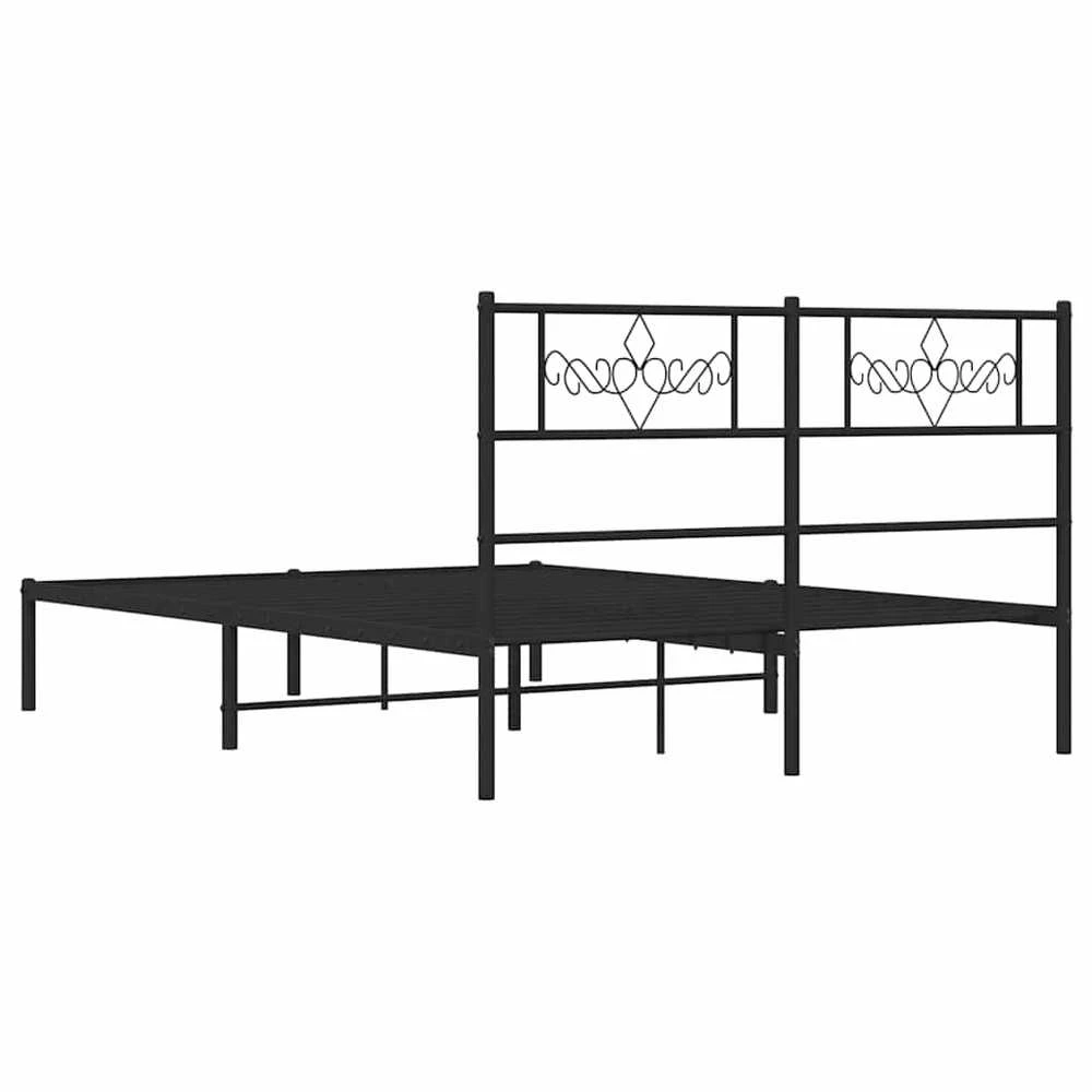 Lova Metalinis lovos rėmas su galvūgaliu, juodos spalvos, 135x190cm