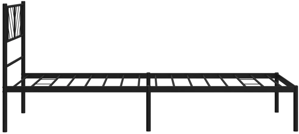 Metalinis lovos rėmas su galvūgaliu, juodos spalvos, 75x190cm