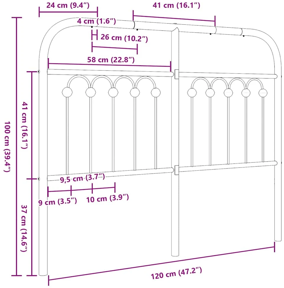 Metalinis galvūgalis, baltos spalvos, 120cm