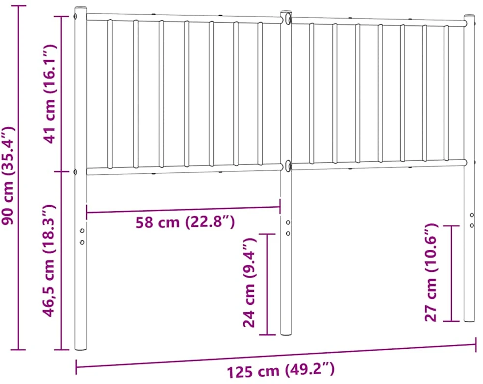 Metalinis galvūgalis, baltos spalvos, 120cm