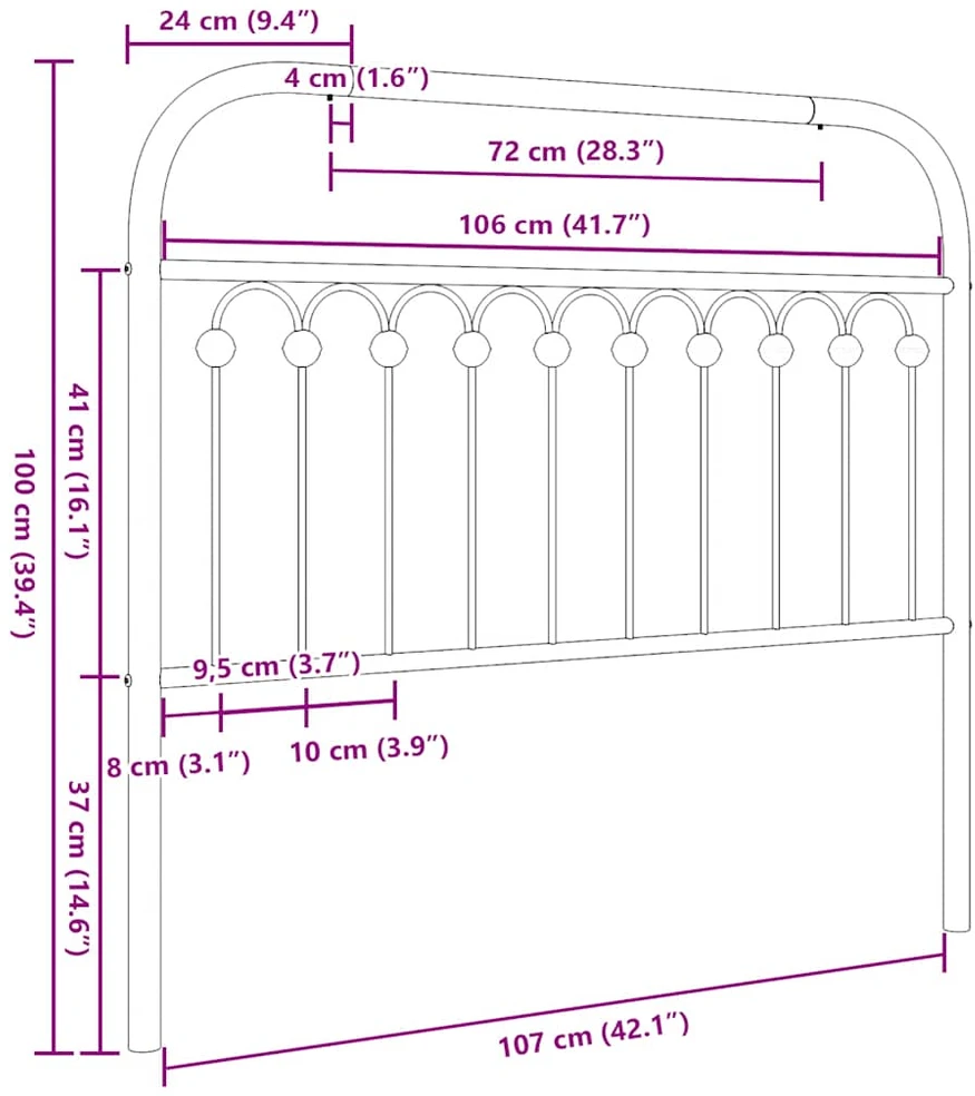 Metalinis galvūgalis, baltos spalvos, 107cm