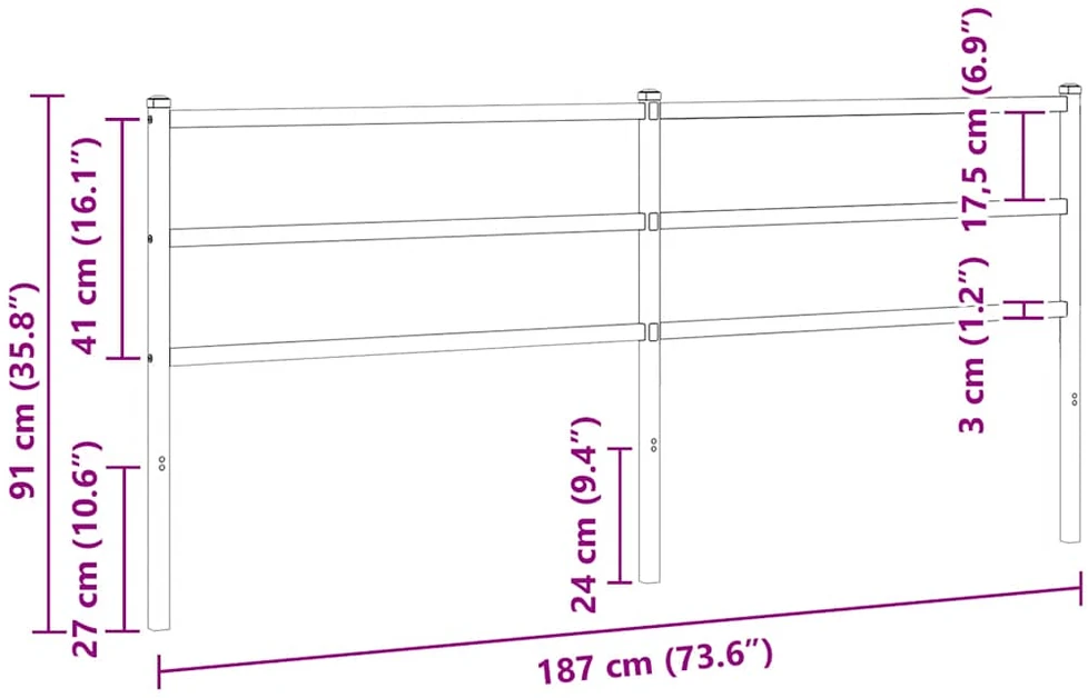 Metalinis galvūgalis, baltos spalvos, 180cm