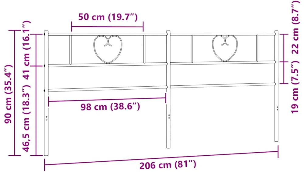 Metalinis galvūgalis, baltos spalvos, 200cm
