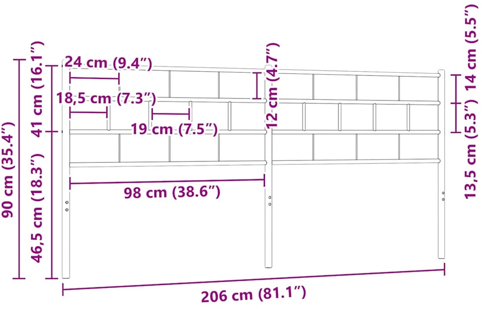 Metalinis galvūgalis, baltos spalvos, 200cm