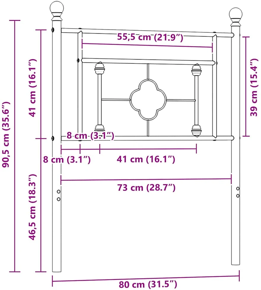 Metalinis pakaitinis galvūgalis, baltos spalvos, 75cm