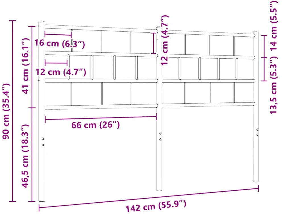 Metalinis galvūgalis, baltos spalvos, 135cm
