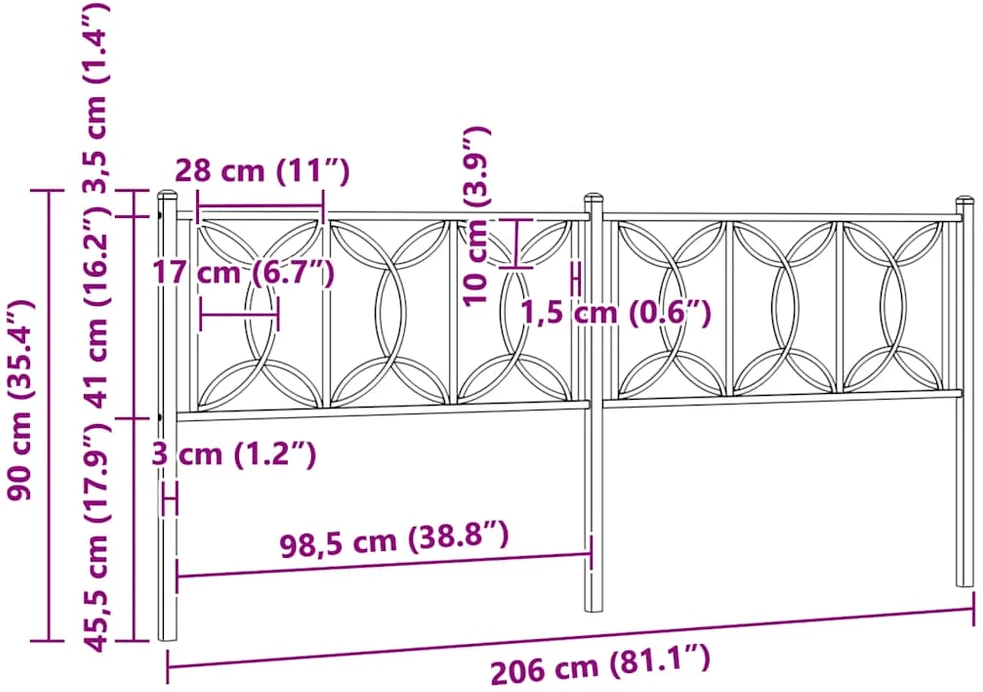 Metalinis pakaitinis galvūgalis, baltos spalvos, 200cm